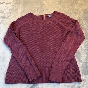 American Eagle Outfitters Burgundy Textured Knit Zipper Sweater Womens Medium